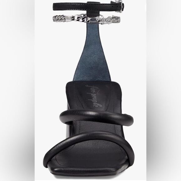 Free People heels Parker chain black sandal & pillow strap 37.5/7.5 to 8 NWT - Picture 4 of 8